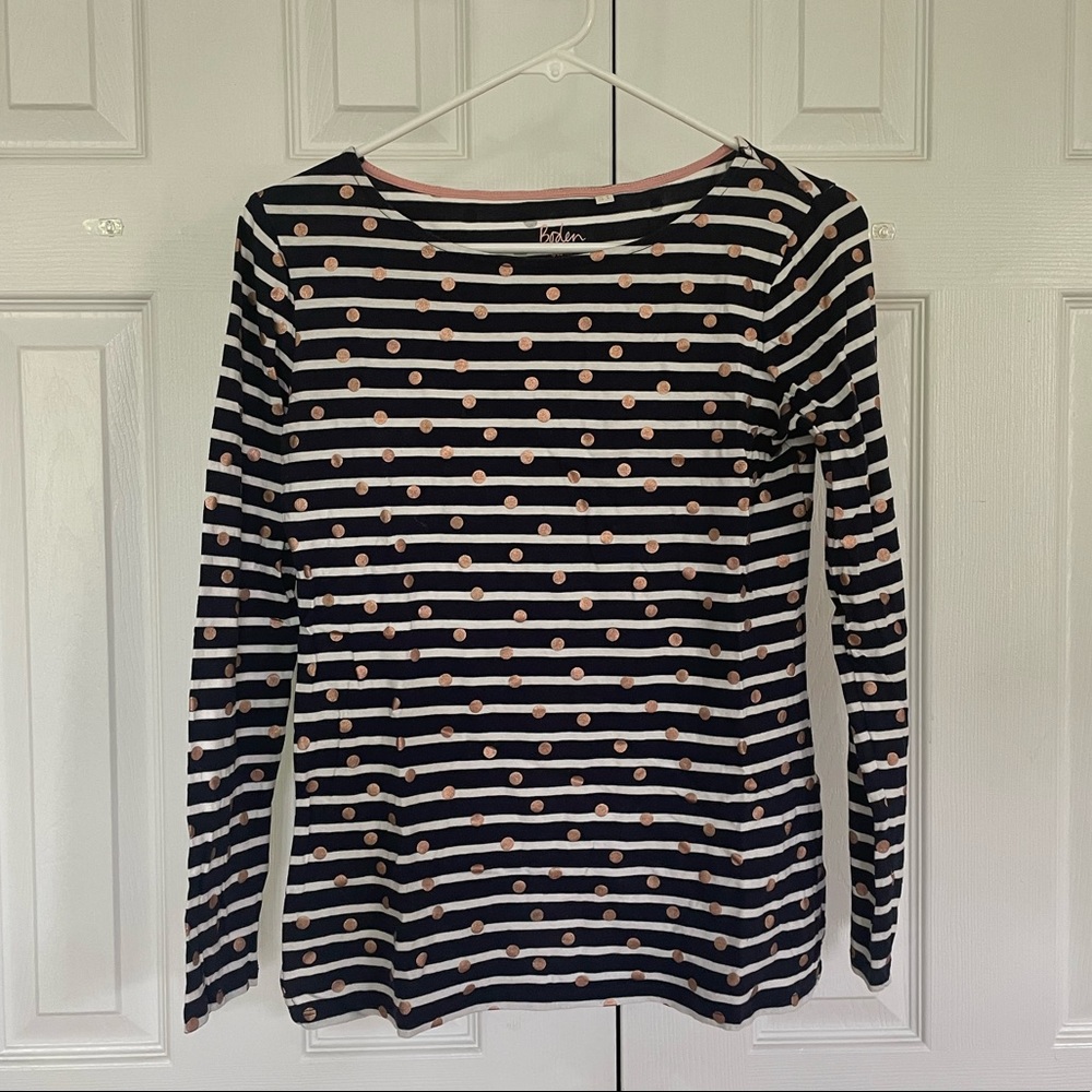 Boden striped and polka dot long-sleeve shirt